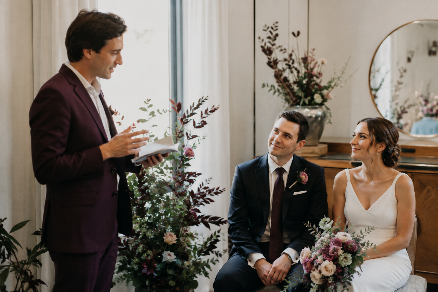 Un proche prend la parole devant un couple